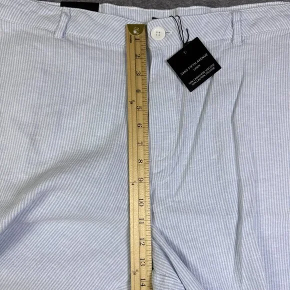 Saks Fifth Avenue Shorts Mens 40 Blue Linen Sky Resort Dressy Beach Lightweight - Picture 6 of 10